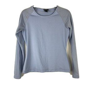 Champion Elite Long Sleeve Workout Top Women's M Mesh Sleeves Scoop Neck Blue